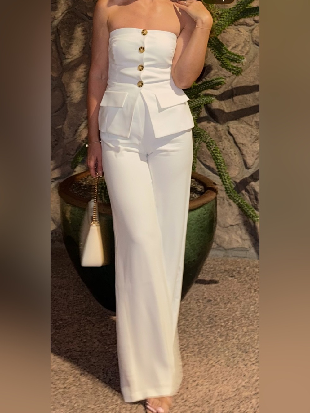 Amanda Uprichard Cream High-Waist Wide-Leg Trousers